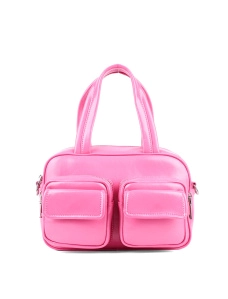Жіноча сумка карго MIRATON шкіряна рожева з накладними кишенями - фото  - Miraton