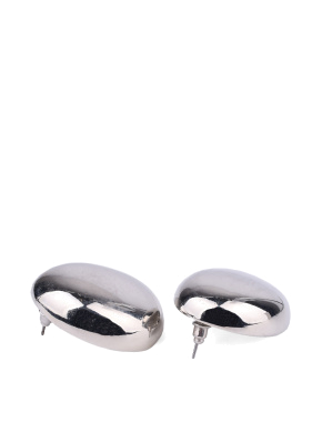 Жіночі сережки пуссети MIRATON круглі зі срібним покриттям із затискачем - фото 2 - Miraton