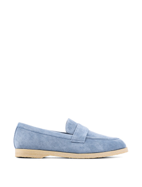Жіночі туфлі лофери блакитні велюрові - фото 1 - Miraton