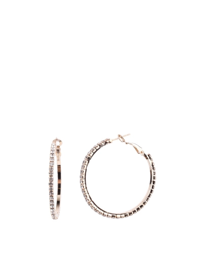 Жіночі сережки конго MIRATON круглі з камінням в позолоті фото 1