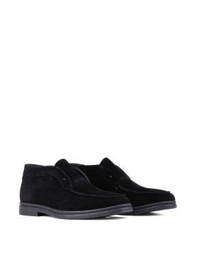 Мужские ботинки лоферы черные замшевые с подкладкой байка - фото 3 - Miraton