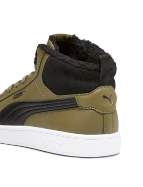 Мужские ботинки PUMA Smash 3.0 Mid из искусственной кожи зеленые с подкладкой из искусственного меха - фото 5 - Miraton