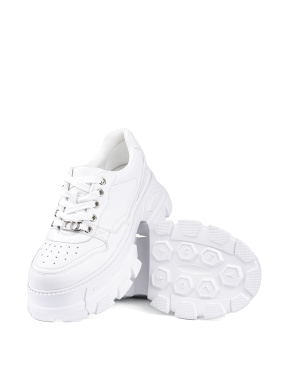 Жіночі туфлі MIRATON шкіряні білі на масивній підошві - фото 2 - Miraton