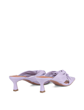 Жіночі сабо з квадратним носком шкіряні фіолетові - фото 3 - Miraton