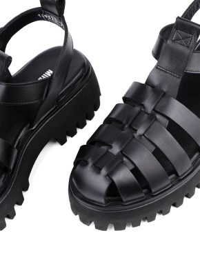 Женские сандалии MIRATON кожаные черные - фото 4 - Miraton
