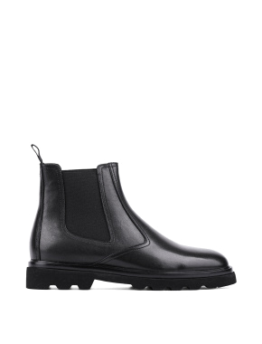 Мужские ботинки челси черные кожаные с подкладкой байка - фото 1 - Miraton