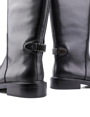Жіночі чоботи труби чорні шкіряні з підкладкою байка - фото 2 - Miraton
