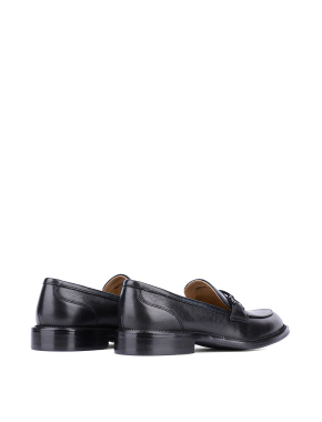 Женские туфли лоферы черные кожаные с подкладкой байка - фото 3 - Miraton