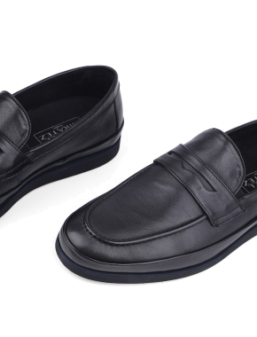 Мужские туфли лоферы Miguel Miratez черные кожаные - фото 4 - Miraton