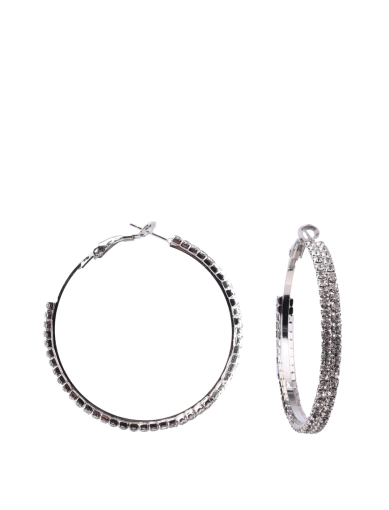 Женские серьги конго MIRATON круглые с камнями в серебре фото 1