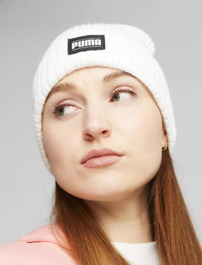 Шапка Puma Ribbed Classic Cuff Beanie тканевая белая - фото 2 - Miraton