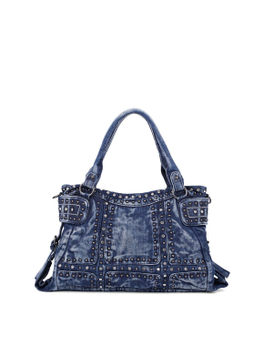 Жіноча сумка шоппер MIRATON джинсова синя з фурнітурою - фото 1 - Miraton