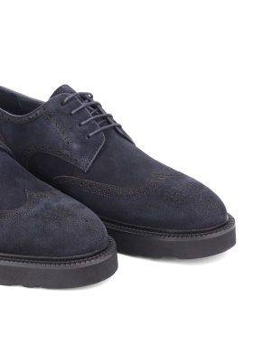 Мужские замшевые туфли синие - фото 4 - Miraton