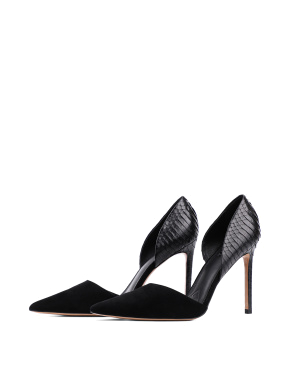 Жіночі туфлі-човники дорсей MIRATON шкіряні чорні з тисненням - фото 3 - Miraton