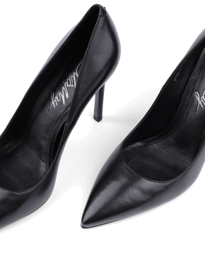 Женские туфли с острым носком черные кожаные - фото 5 - Miraton