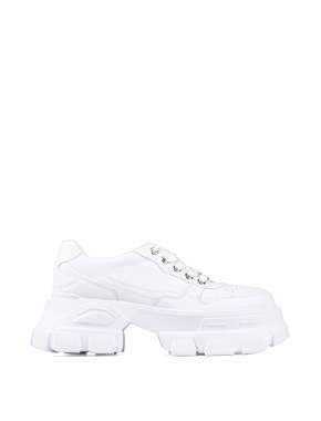 Жіночі туфлі MIRATON шкіряні білі на масивній підошві - фото 1 - Miraton