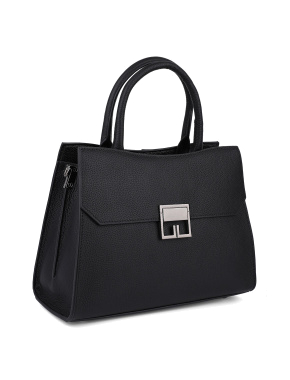 Жіноча сумка леді лайк MIRATON шкіряна чорна з декоративною застібкою - фото 3 - Miraton