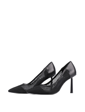 Жіночі туфлі MIRATON шкіряні чорні з сіткою - фото 3 - Miraton