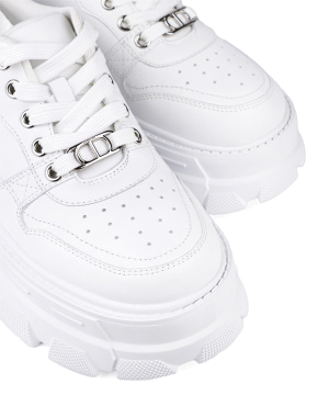 Жіночі туфлі MIRATON шкіряні білі на масивній підошві - фото 5 - Miraton