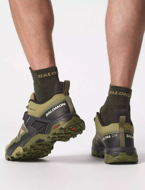 Мужские кроссовки Salomon X ULTRA 4 GTX из искусственной кожи зеленые - фото 7 - Miraton