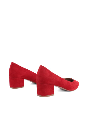 Жіночі туфлі велюрові червоні з гострим носком - фото 3 - Miraton