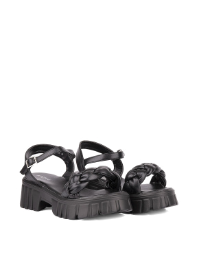 Жіночі сандалі з плетінням чорні - фото 3 - Miraton