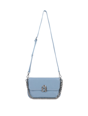 Жіноча сумка багет MIRATON шкіряна блакитна з декоративною застібкою - фото 5 - Miraton