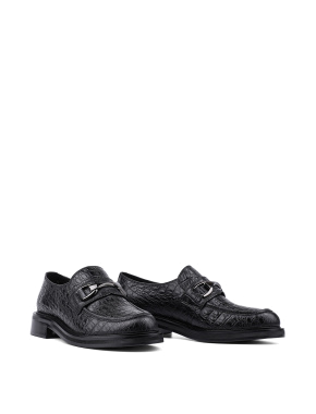 Жіночі туфлі лофери чорні шкіряні - фото 3 - Miraton