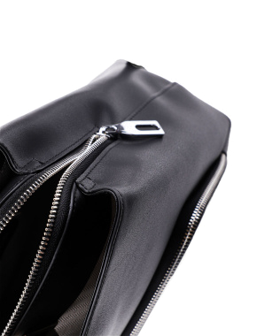 Рюкзак MIRATON шкіряний чорний із застібкою - фото 5 - Miraton
