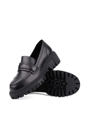 Жіночі туфлі лофери MIRATON чорні шкіряні - фото 2 - Miraton