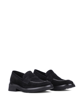 Женские туфли лоферы черные замшевые - фото 3 - Miraton