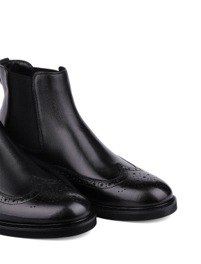 Мужские ботинки челси черные кожаные - фото 5 - Miraton