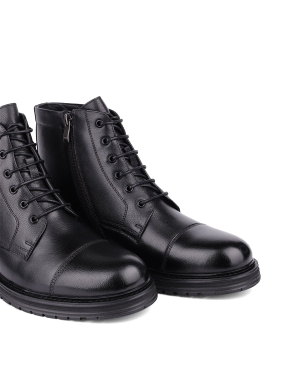 Чоловічі черевики чорні шкіряні з підкладкою із натурального хутра - фото 5 - Miraton
