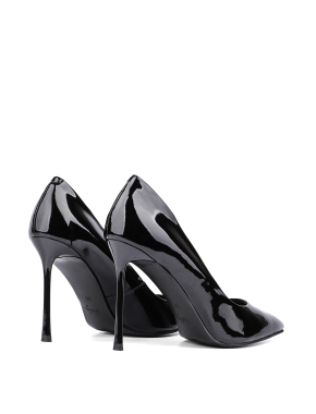 Женские туфли с острым носком черные лаковые - фото 4 - Miraton