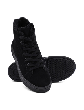 Жіночі черевики чорні велюрові з підкладкою із натурального хутра - фото 2 - Miraton