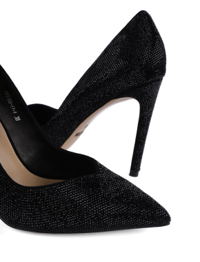 Жіночі туфлі чорні велюрові з гострим носком - фото 6 - Miraton