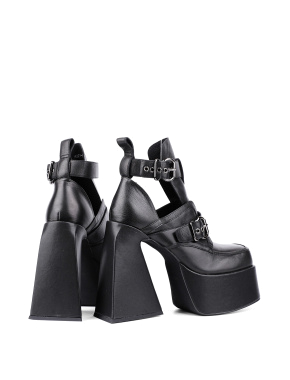 Жіночі черевики грубі чорні шкіряні - фото 4 - Miraton