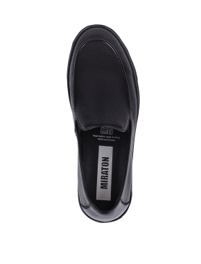 Мужские туфли лоферы черные кожаные - фото 4 - Miraton