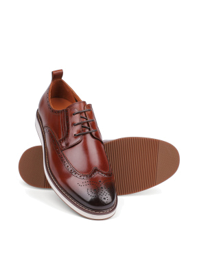 Чоловічі туфлі броги Miguel Miratez шкіряні коричневі - фото 2 - Miraton
