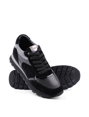 Жіночі кросівки раннери чорні замшеві - фото 2 - Miraton