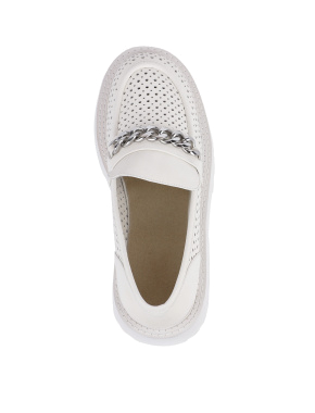 Жіночі туфлі лофери шкіряні білого кольору - фото 4 - Miraton
