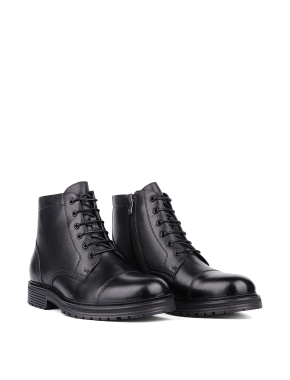 Чоловічі черевики чорні шкіряні з підкладкою із натурального хутра - фото 2 - Miraton