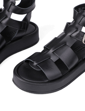 Жіночі сандалі MIRATON шкіряні чорні - фото 5 - Miraton