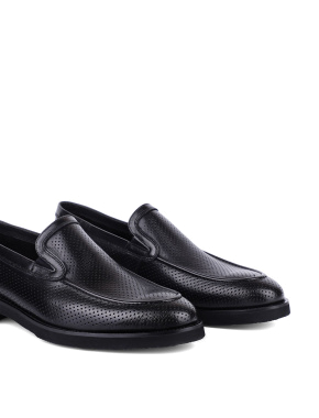 Мужские туфли кожаные черные с перфорацией - фото 5 - Miraton