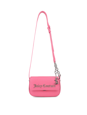 Жіноча сумка хобо Juicy Couture з екошкіри рожева з логотипом - фото 5 - Miraton