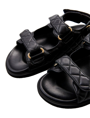 Жіночі сандалі римські шкіряні чорні - фото 5 - Miraton