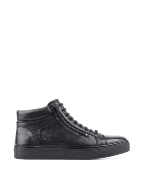 Мужские ботинки черные кожаные с подкладкой байка - фото 1 - Miraton