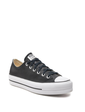 Женские кеды Converse Chuck Taylor All Star кожаные черные - фото 1 - Miraton