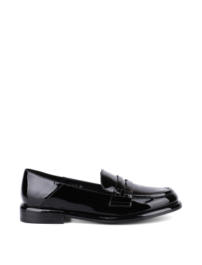 Женские туфли лоферы черные лаковые - фото 1 - Miraton