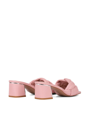Жіночі сабо з квадратним носком шкіряні рожеві - фото 3 - Miraton